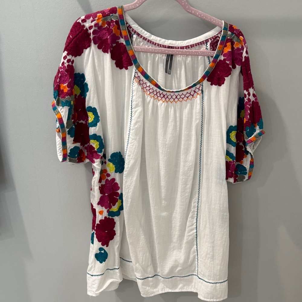 Anthropologie Multicolor Embroidered Blouse